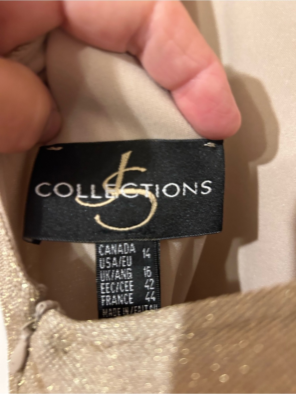 JS Collections Metallic Champagne Party Dress